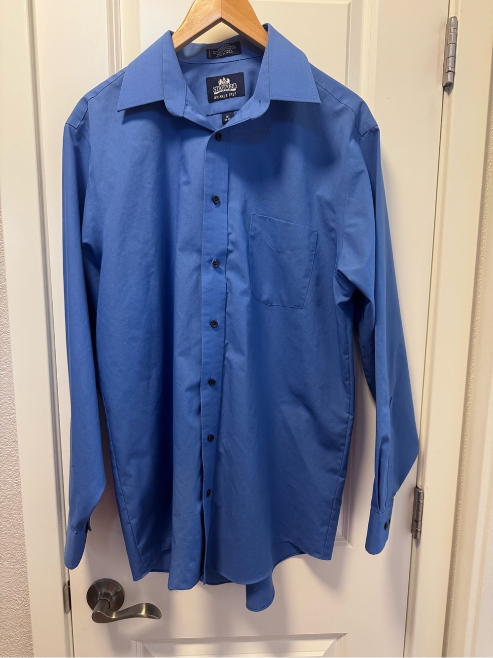 Stafford Men's Royal Blue Long-Sleeve Dress Shirt-size 16 (34-35) wrinkle free
